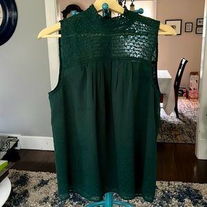 Hunter green high neck sleeves Loft blouse